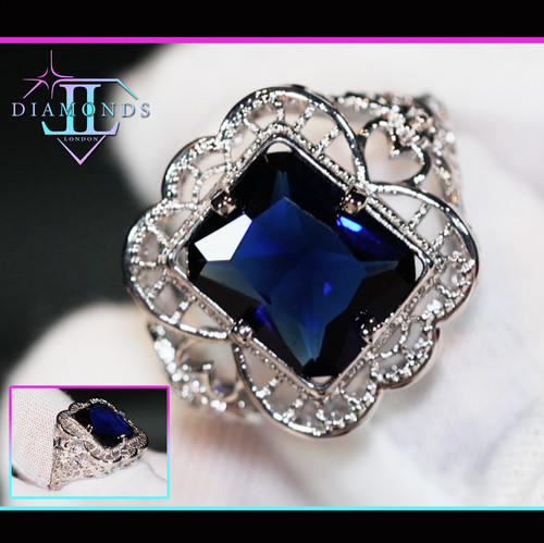 Sapphire blue ring - sapphire, simulated