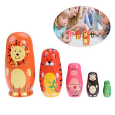 5Pcs/Set Russian Nesting Dolls Wooden Hand Painted Gift Animal Matryoshka Toy