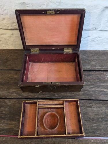 Antique leather jewellery - jewellery, box