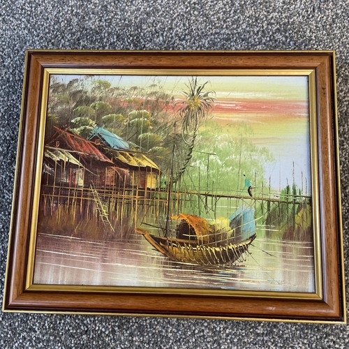 Oil canvas framed vintage - oil,