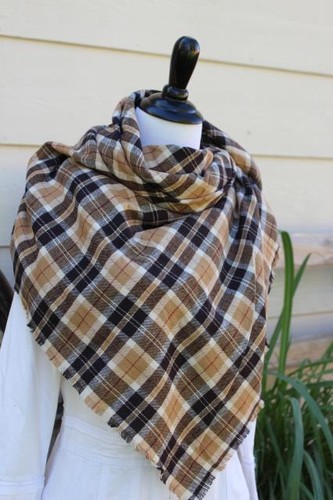 Brown tan plaid - brown, blanket