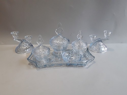 Bagley blue art deco glass - art,