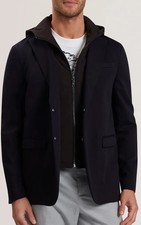 TED BAKER Jacket Mens Blazer TB 3 UK M Ashb Navy Jersey Detachable Hooded Liner