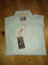 MENS MARKS & SPENCER NORTH COAST SLIM FIT GREEN STRIPE L/S SHIRT 2XL £29.50 BNWT