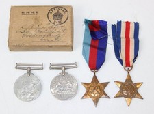 WW2 4 Medal set : Defence + 1939-45 War Medal + 1939-45 & France/Germany Star.