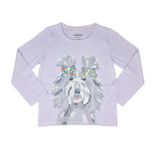 Boden Girls Top Long Sleeved Lilac Dog Superstitch Cotton 3-12 Yr NEW