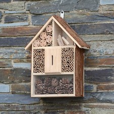 Large Wooden Insect Bee House Natural Wood Bug Hotel Shelter Garden Nest Box