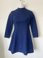 Vintage Dress Blue Crimplene Sz 38” Mod Scooter 60s Gored Princess Seams Cornell