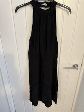 Zara Women's Black Halter Neck Midi Dress, Size L