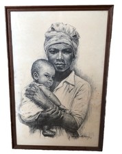 J Macdonald Henry "Woman Of Color" 1970s? Lithograph AKA “Jamaican Madonna"