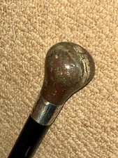 Edwardian Gadget Walking Stick - Chalcedony Compass Top & Hallmarked 1904 Silver