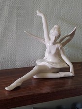 WHITE PORCELAIN FAIRY BALLERINA FIGURINE approx 7.5" in length
