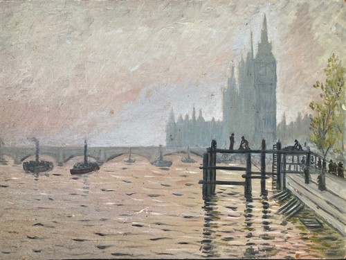 Vintage 1950s oil painting - 1950s,