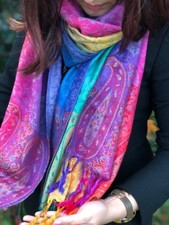 Ladies Long Bright Rainbow Multi Colour Paisley Scarf Pashmina Scarves Shawl