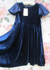 MONSOON BNWT Navy Sequin Velvet Bridesmaid  Party Occasion Dress 8-9  £50