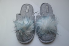 Warm Slippers Ladies Cosy Indoor Grey Slip On Mules Comfy UK Size 5-6 EUR 38-39