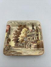 Vintage Newhall pub ashtray 'Great Stuff This BASS' small ceramic dish - 10cm Sq