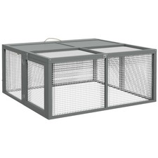 PawHut Rabbit Hutch, Folding Wooden Rabbit Run with Openable Top, Grey