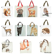Large Reusable Womens Ladies Shopping Tote Bag Wildlife Animal Cat Dog Flamingo