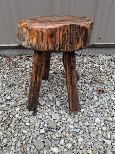 Rustic wooden log table - wooden, accent
