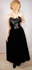 Laura Ashley Dress Velvet Vintage 80s Size 14-16 Uk Satin Bodice Evening Party