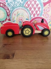 Pintoy Wooden John Crane Red Tractor & Trailer