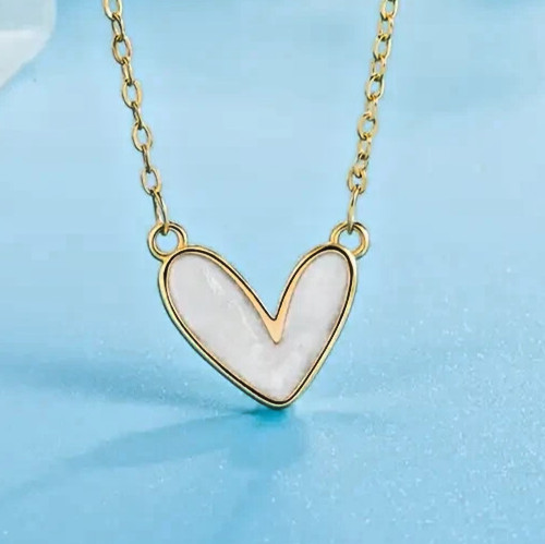 White heart necklace dainty - heart,