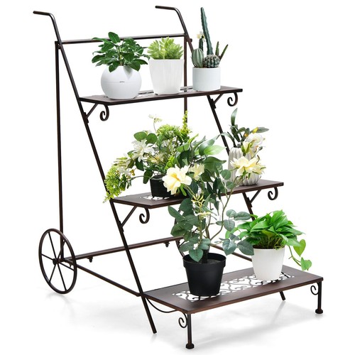 Tier metal plant stand with - metal,