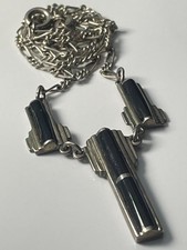 Vintage Art Deco style sterling silver '925' and onyx stone panel necklace 6.38g