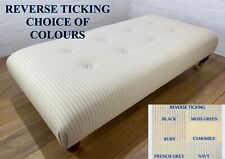 CUSTOM FOOTSTOOL - BED END STOOL - SEAT - REVERSE COTTON TICKING STRIPE 6 COLOUR