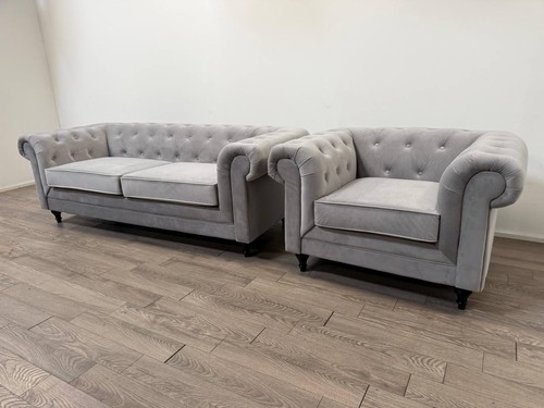 Chesterfield light grey velvet - chesterfield,