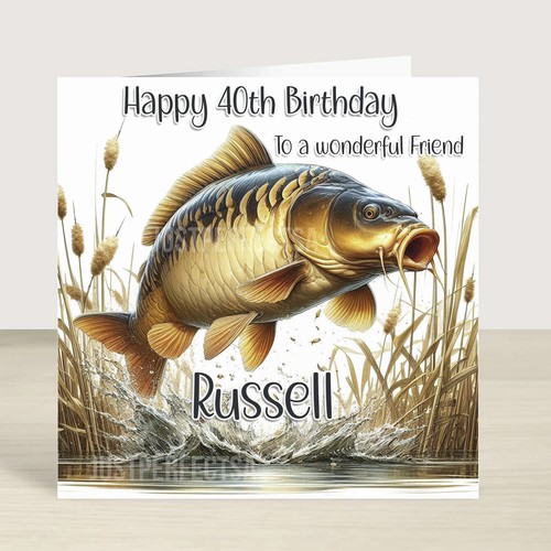 Fishing birthday card lake - fishing,
