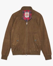 Baracuta G9 Suede Harrington Jacket - Dark Olive