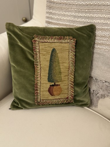 Vintage green velvet cushion - vintage,