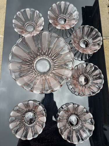 Vintage pink glass fluted - glass,