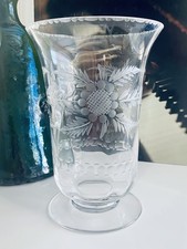 Victorian Glass Celery Vase With Etched Decoration  Burtle & Tate 