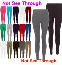 GIRLS KIDS CHILDRENS PLAIN COTTON FULL LENGTH LEGGINGS  AGE 1-13 BLACK +COLOURS 