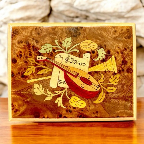 Inlaid wooden floral trinket - inlaid,