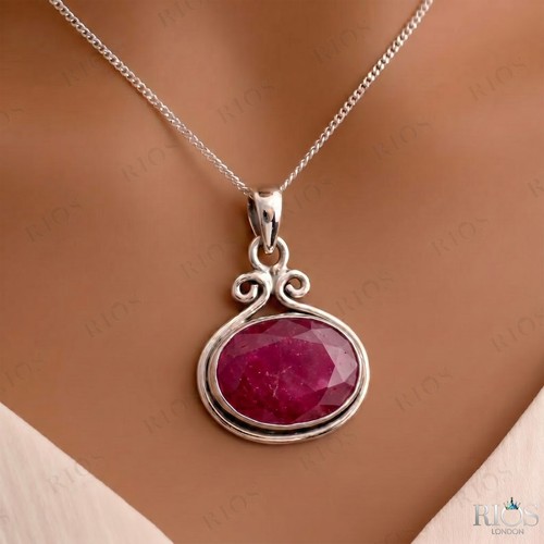 925 sterling silver red - silver, ruby