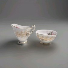 Royal Stafford Sugar Bowl and Creamer Bone China with Floral Vintage