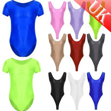 UK Men's Glossy Stretch Bodysuit Shapewear Short Sleeve Tight Leotard Sportwear