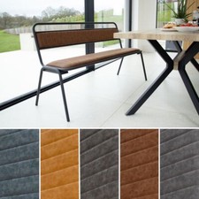 MODERN DINING BENCH METAL FRAME FAUX LEATHER BENCH 2 SIZES AND 5 COLOURS
