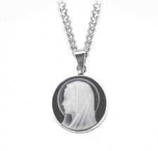 Black Madonna Profile Cameo Medal Capodimonte Porcelain