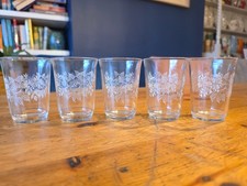 5x Vintage Clear Floral White