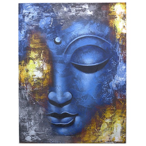Buddha painting blue face - buddha,