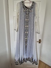 Asian Wedding Dress Pakistani Clothes Abaya Maxi gown long Jacket Size 14 Heavy 