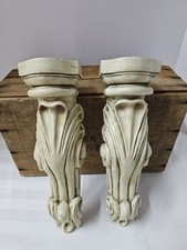 Pair Antique Wood Corbel Porch Brackets Victorian Shabby Old VTG Chic 