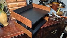 Vtg Walnut Wood Two-Tier Desk