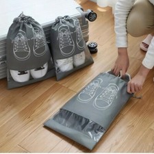 Grey Non-Woven Polyester Shoe Bags with Drawstring.