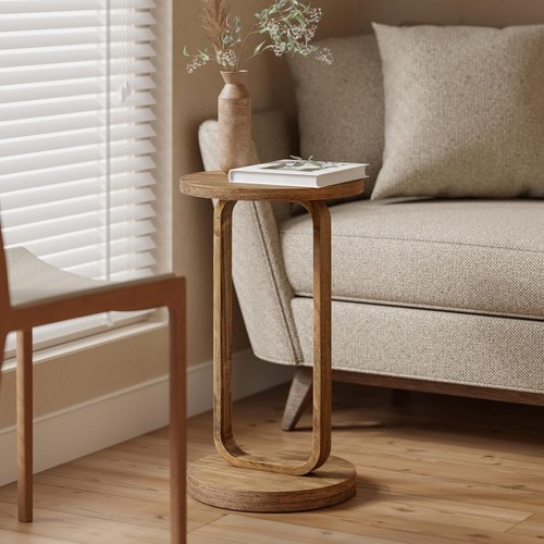 Round side table rustic - side, small